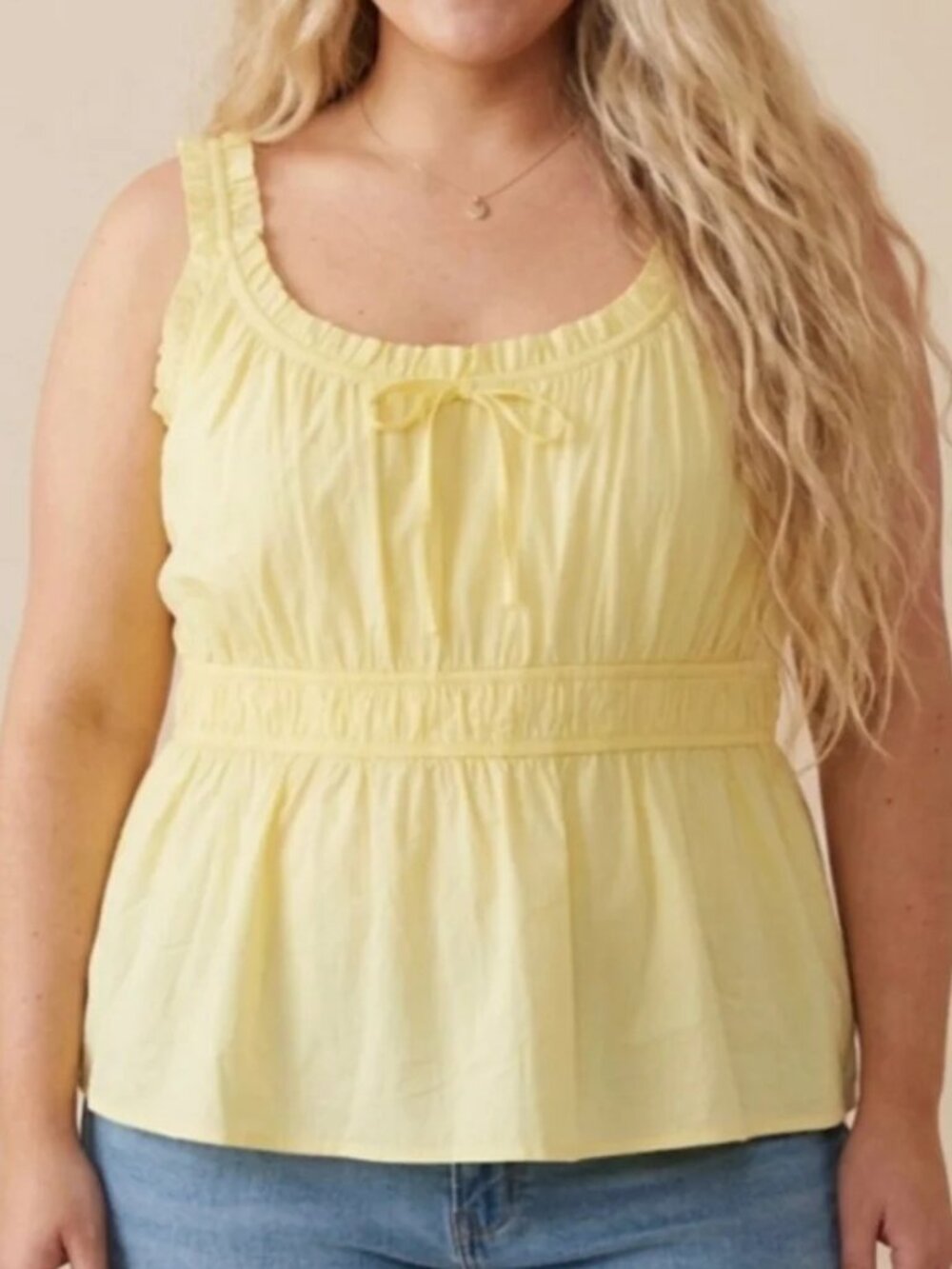 LC Lauren Conrad Shirred Babydoll Tank Top NWT